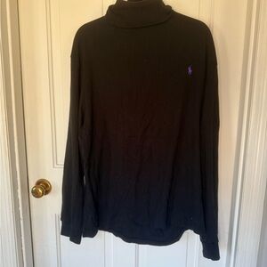 Ralph Lauren Black Turtleneck Sweater with Purple Logo